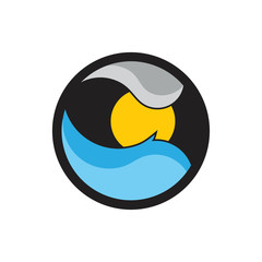 moon cloud and sea wave symbol logo 