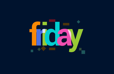 Friday Overlapping Vector Letter Design Dark Blackground