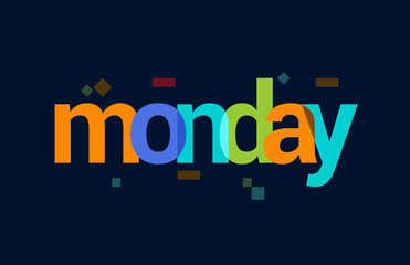 Monday Overlapping Vector Letter Design Dark Blackground