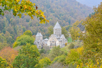 Fototapeta premium Beautiful Armenian monastery Haghartsin in the autumn forest.
