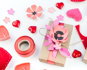 Gift wrapping for Valentine's day. Paper craft