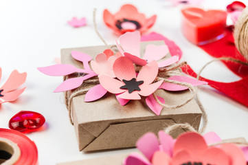 Gift wrapping for Valentine's day. Paper craft