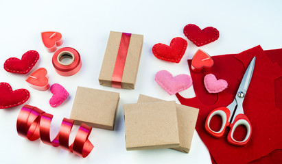 Gift wrapping for Valentine's day. Paper craft