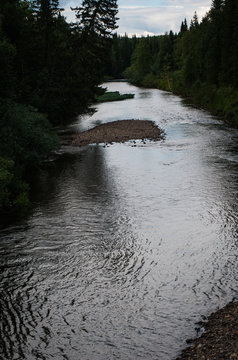 Uls river, landscape paint, Kvarkush, Ural, Russia