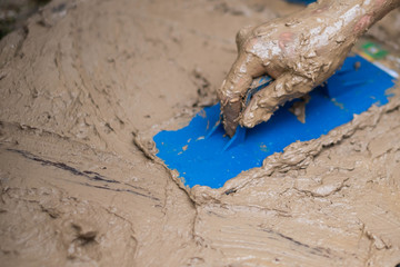 make mud bricks for traditional house construction.