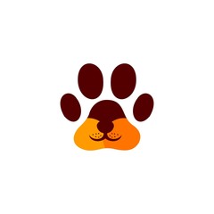 Paw Pet Face Dog Animal Creative Icon Logo Design Template Element Vector
