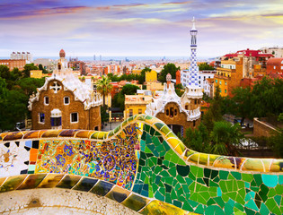Fototapeta na wymiar View of Park Guell in Barcelona, Spain