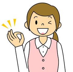 女性　OL　事務員　OKポーズ