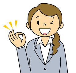女性　OL　事務員　OKポーズ