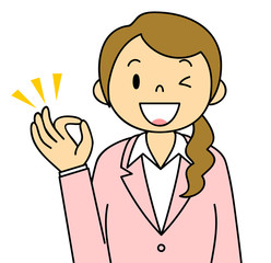 女性　OL　事務員　OKポーズ