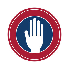 Isolated hand inside seal stamp of vote design