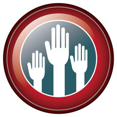 Isolated hand inside seal stamp of vote design