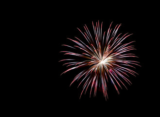 Fireworks , sparklers ,bursting against a black background