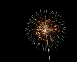 Fireworks , sparklers ,bursting against a black background