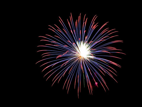 Fireworks , sparklers ,bursting against a black background