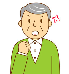 男性　シニア　おじいちゃん　ガッツポーズ