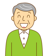 男性　シニア　おじいちゃん　笑顔