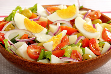 Ensalada campera traditional spanish salad with fresh vegetables and eggs
