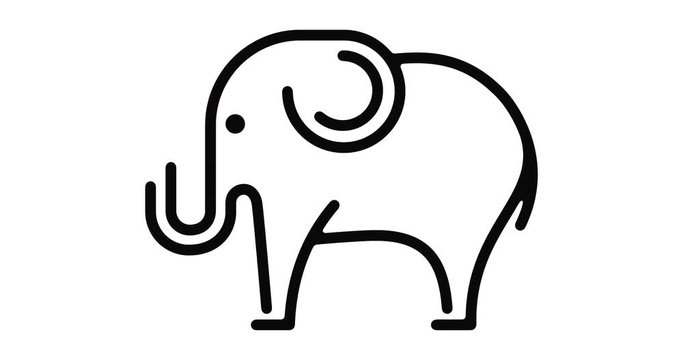 Elephant line icon motion graphic animation with alpha channel.