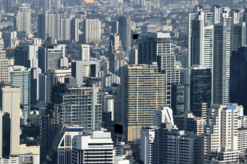 Aerial view of modern skyscrapers in Bangkok cityscape