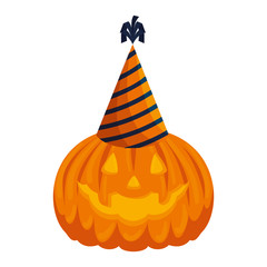 happy halloween pumpkin with party hat