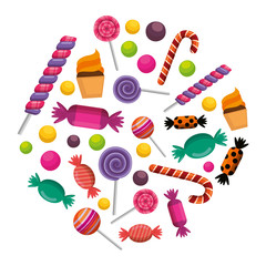 sweet candies set icons - obrazy, fototapety, plakaty