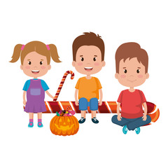 kids with sweet candies set