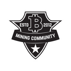 Cryptocurrency mining emblem isolated on white background. Design elements for logo,label, emblem, sign.