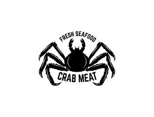 Fresh seafood. Emblem template with crab illustration. Design element for logo, label, emblem, sign, poster.