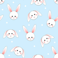White Rabbit on Light Blue Background.