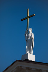 Fototapeta na wymiar Sculpture of St Helena on the pediment of Vilnius Cathedral