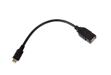 usb cable otg adapter isolated on white background