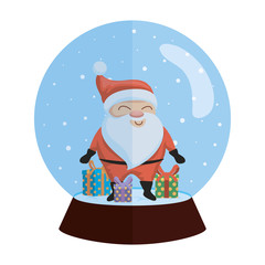 snow sphere christmas with santa and gifts