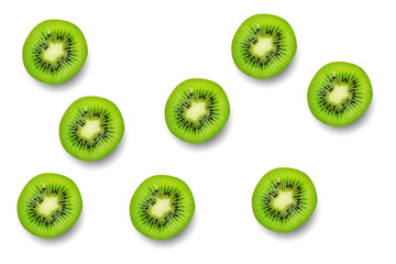Fototapeta premium Slice of green raw kiwi fruit pattern background