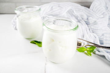 Two portion of yogurt