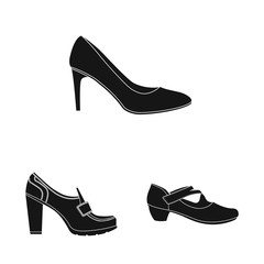 Vector illustration of footwear and woman icon. Set of footwear and foot vector icon for stock.
