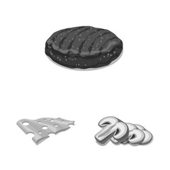 Isolated object of burger and sandwich icon. Set of burger and slice vector icon for stock.