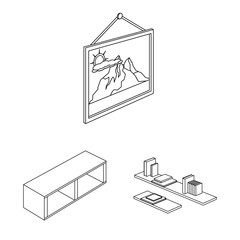 Isolated object of bedroom and room icon. Set of bedroom and furniture stock symbol for web.