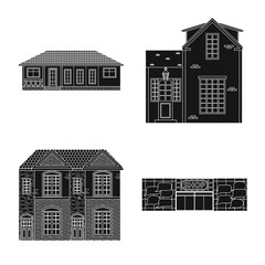 Vector design of building and front sign. Set of building and roof vector icon for stock.