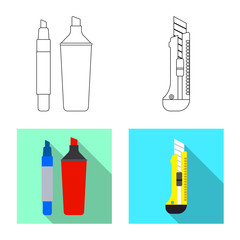 Isolated object of office and supply symbol. Set of office and school stock vector illustration.