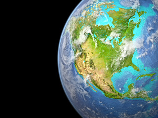 North America on extremely high detailed beautifully textured 3D model of Earth.