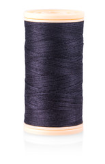 bobbin with black thread on a white background