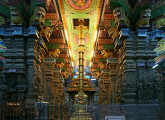 MADURAI, TAMIL NADU, INDIA, MARCH 10: Madurai, Tamil Nadu, India, March 10, 2011. Inside of Meenakshi hindu temple.