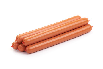Frankfurter Boiled Sausages, isolated on a white background.