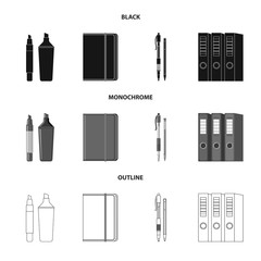 Vector design of office and supply sign. Collection of office and school stock symbol for web.