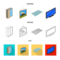 Vector design of bedroom and room logo. Set of bedroom and furniture stock vector illustration.