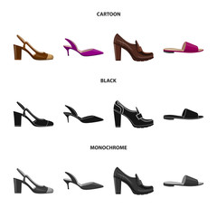 Obraz premium Vector design of footwear and woman sign. Collection of footwear and foot stock symbol for web.