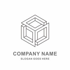 Geometric Triangle Hexagon Cube Space Box Architecture Interior Construction Business Company Stock Vector Logo Design Template