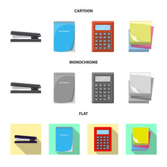 Vector illustration of office and supply icon. Collection of office and school vector icon for stock.