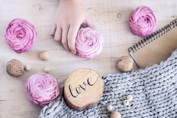 Homemade pink berry marshmallow.